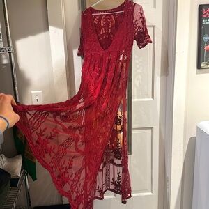 Lace Women’s Butterfly dress size Large dual side slit